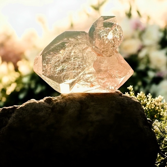 Handmade Other - HUGE DT Herkimer Diamond Twin With Stunning Rainbow and Red Inclusions Natural